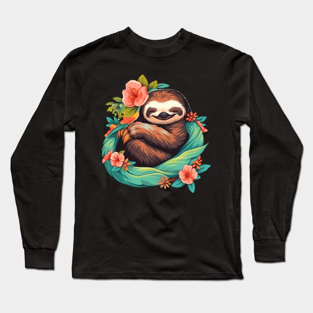 sloth Long Sleeve T-Shirt by lets find pirate